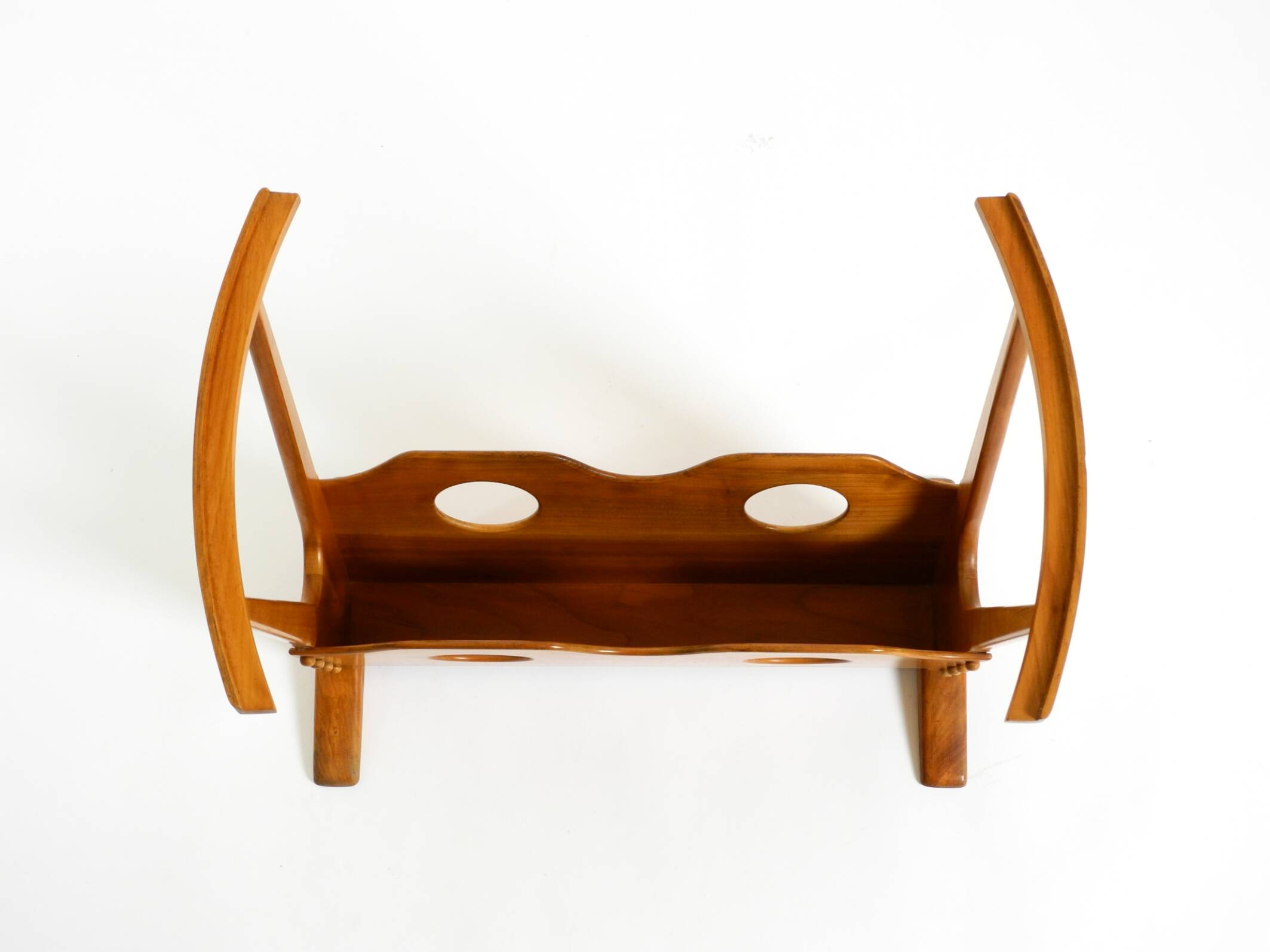 Beautiful mid-century modern side table with magazine rack, made of ash woo