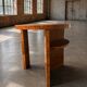 Art Deco round side table with shelf – vintage wood occasional table / bedside table