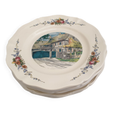 Set of 5 flat plates vintage faïence de Sarreguemines