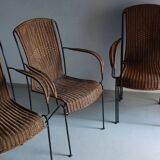 4 Frederick Weinberg wicker iron chairs | 1960s