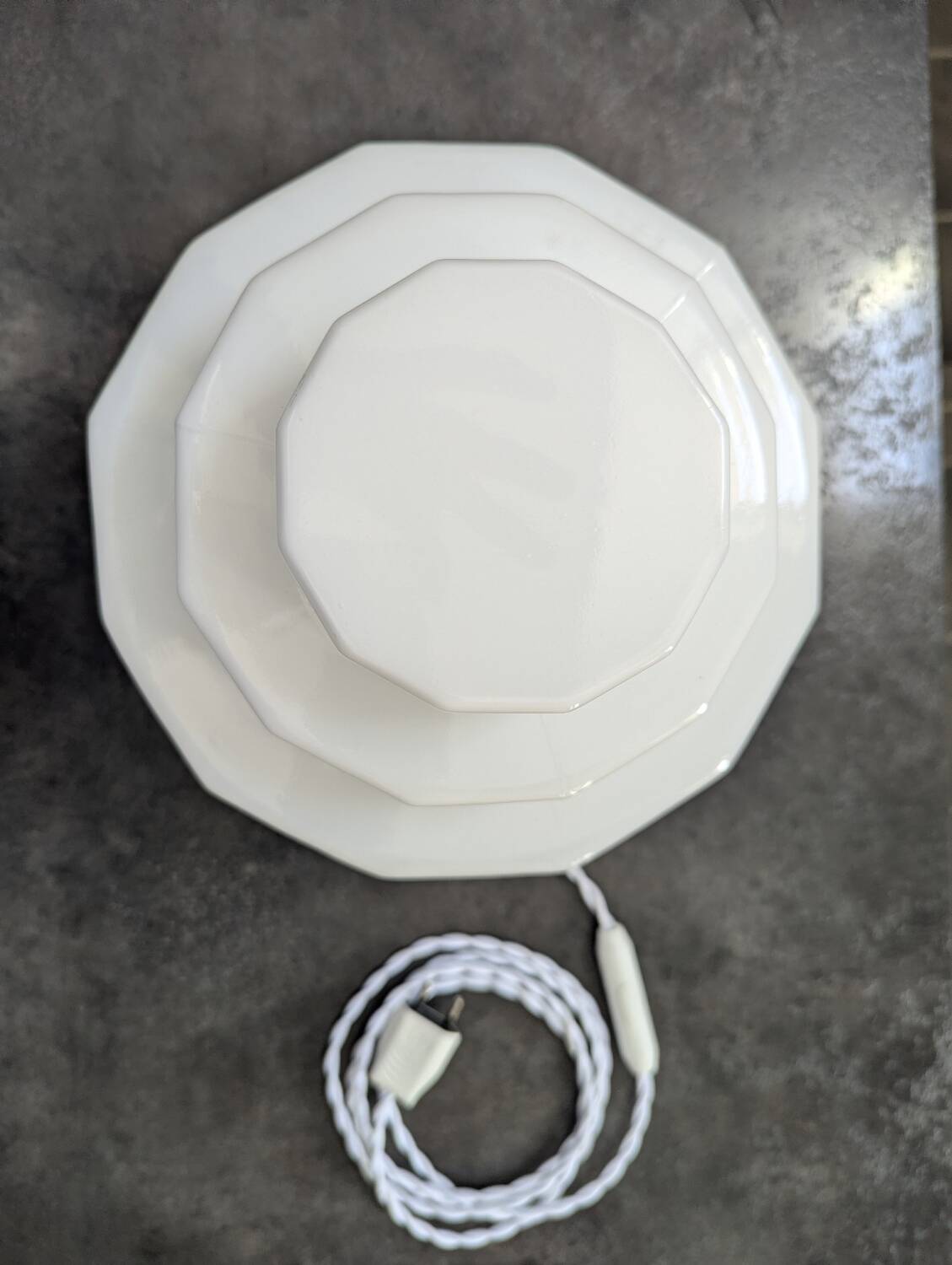 Vintage Skyscraper ceiling light, opaline glass table lamp, Bauhaus.