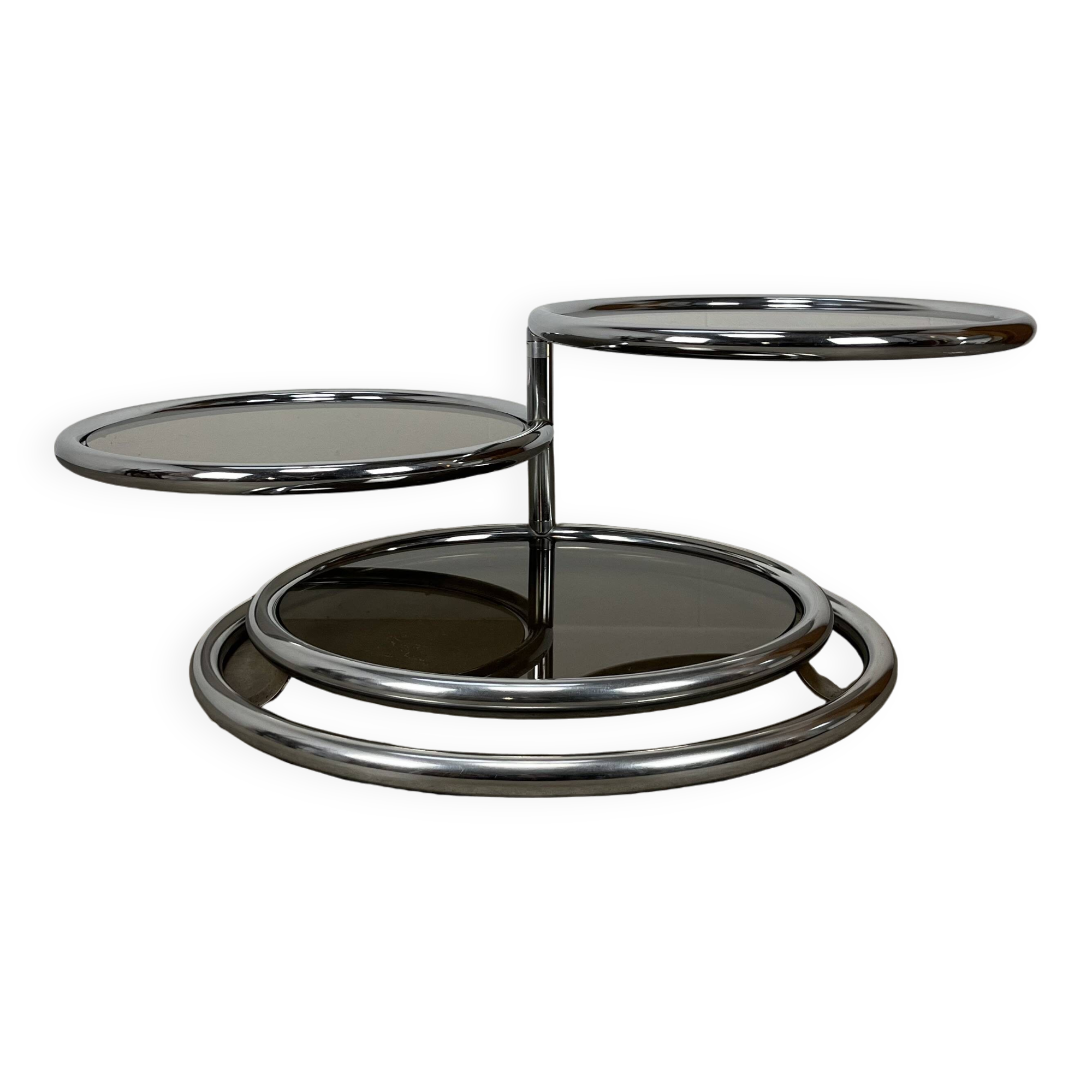 70s modular coffee table in chrome and glass by Artedis