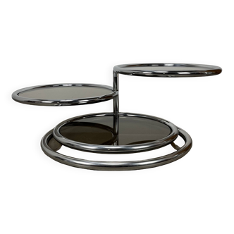 Table basse modulable années 70 chrome et verre par Artedis
