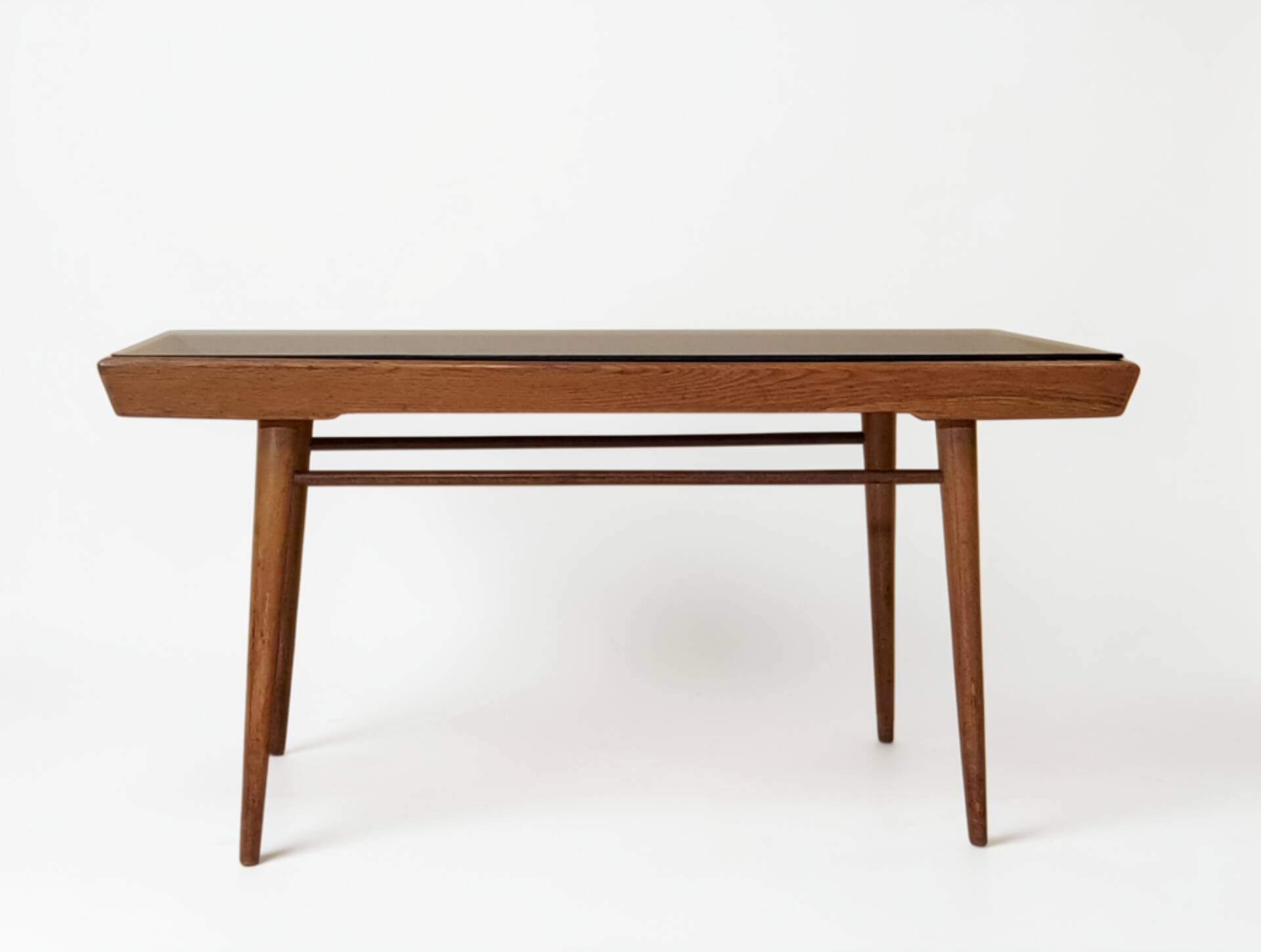 Table basse Tchécoslovaque 1960s, plateau verre noir