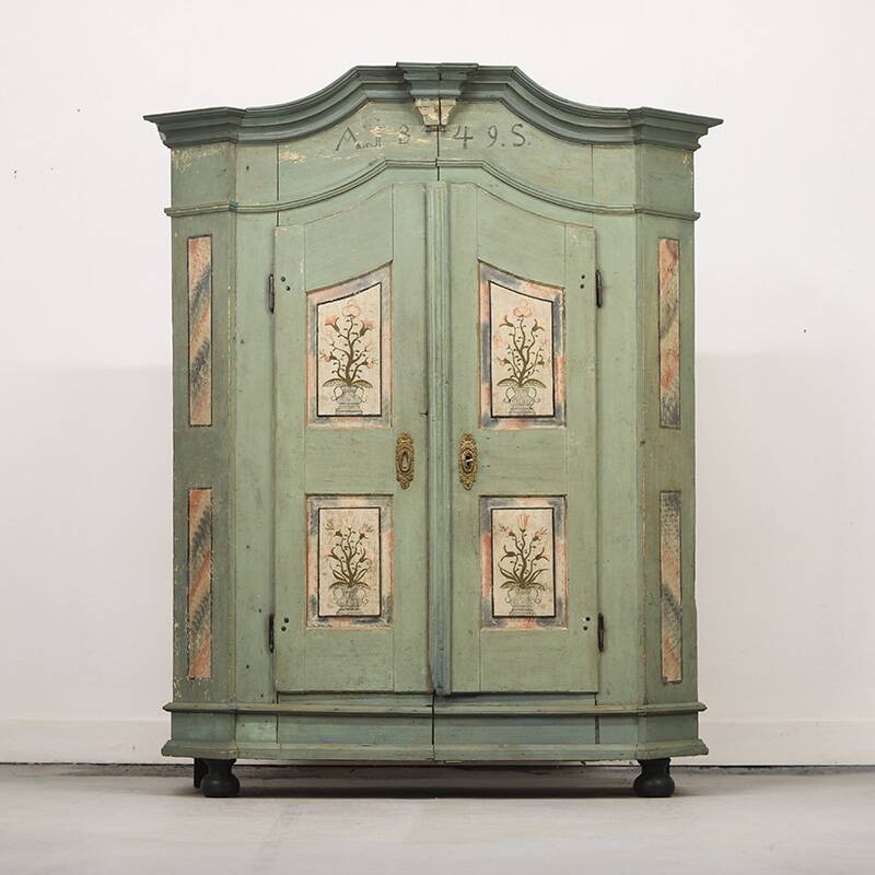 Cabinet de mariage peint d'art populaire 1849