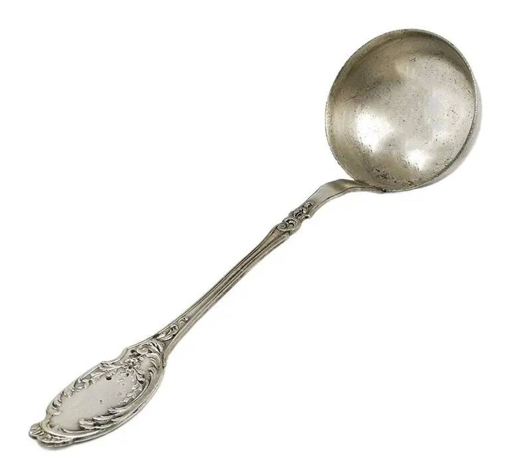 Borówka ladle, Art Nouveau / Art Deco, silver-plated brass, Norblin, Poland, 1920s