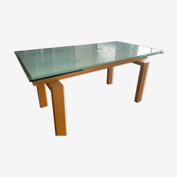 Table Calligaris en verre et bois
