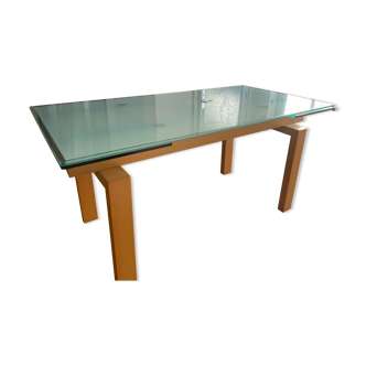 Table Calligaris en verre et bois