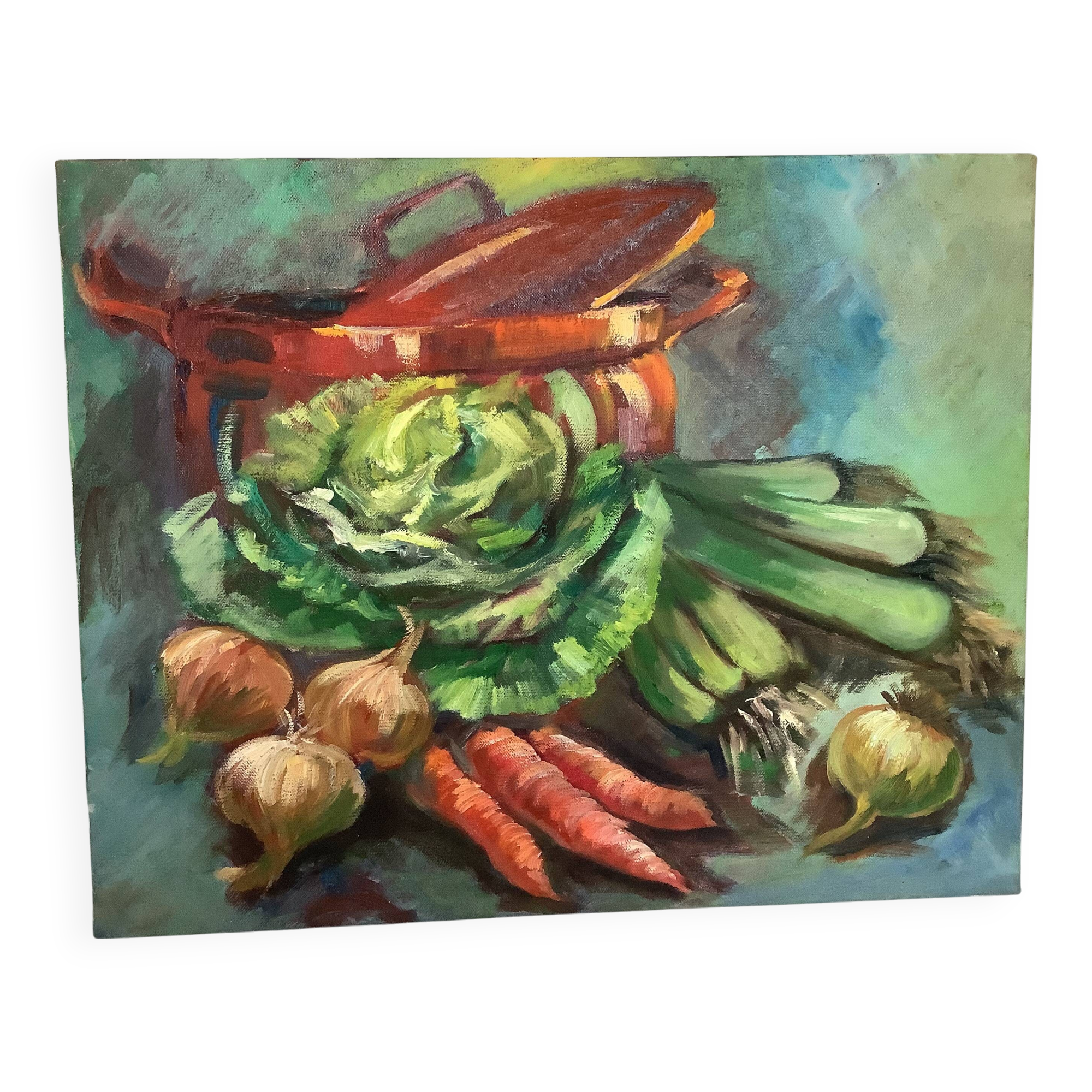 Still life painting oil on canvas signed