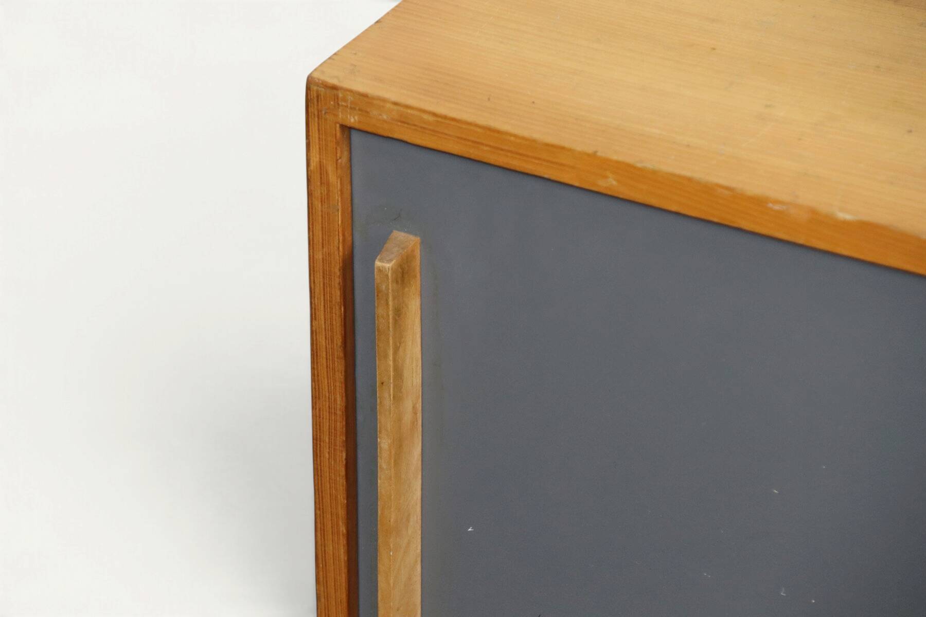 Vintage wooden sideboard with sliding doors – 1960s