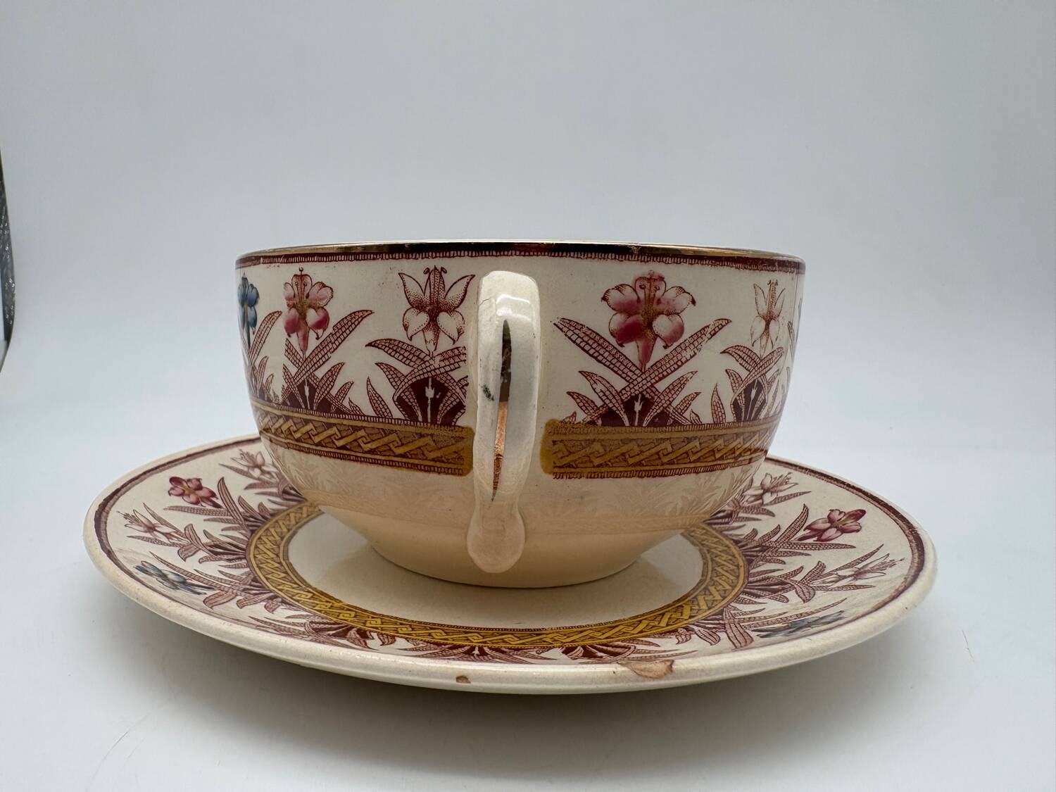 Chocolate cup, Sarreguemines, Derby model, ironstone