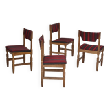 1970s, Danish set of 4 dining chairs, original condition, oak, wool.