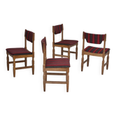 1970s, Danish set of 4 dining chairs, original condition, oak, wool.