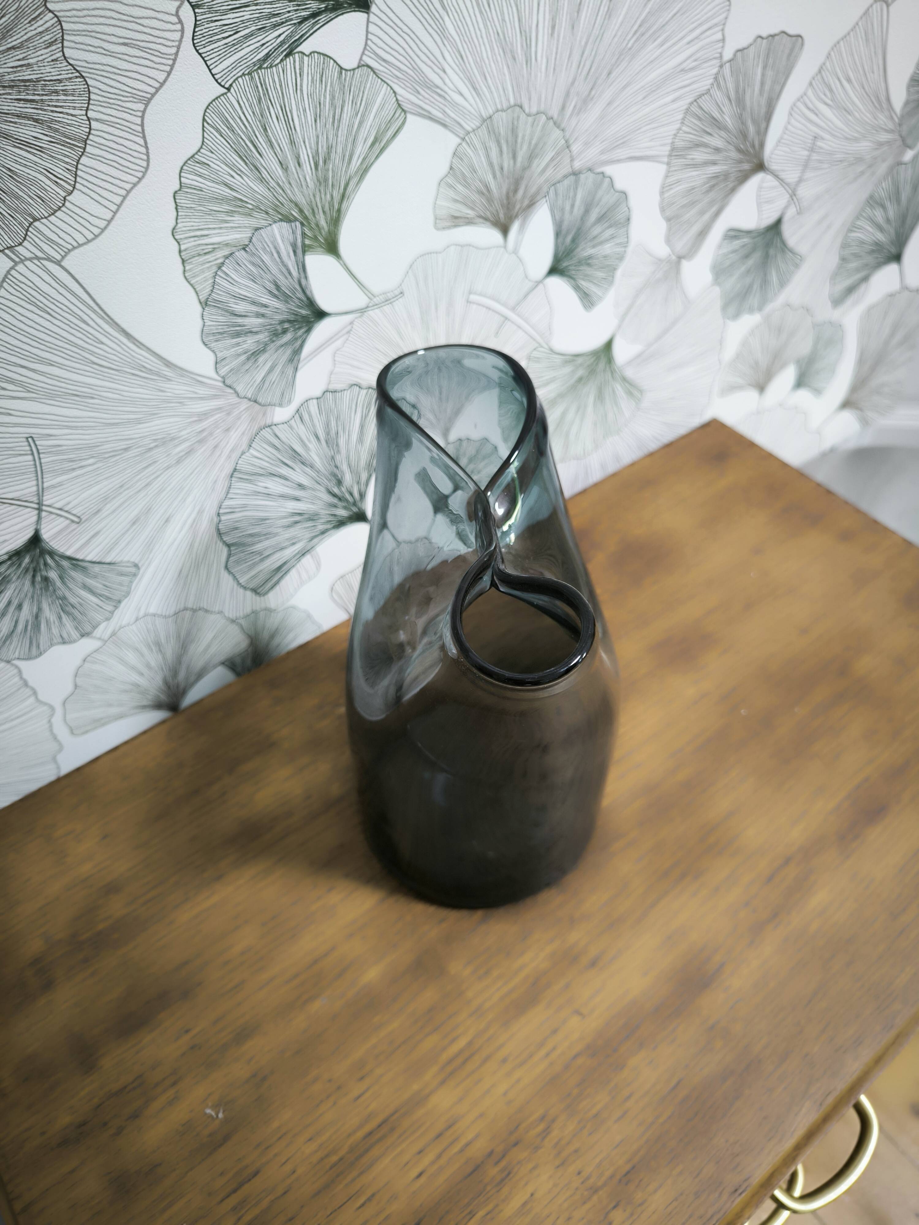 Smoked glass vase with blue gradient