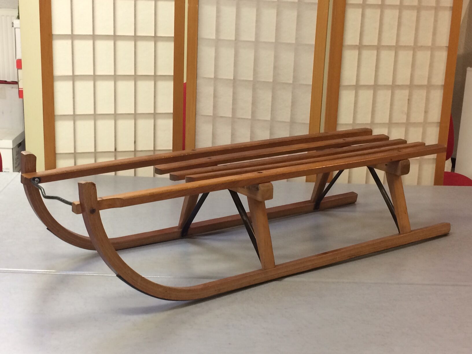 Vintage beech sledge Davos Germina 60/70 made in Gdr