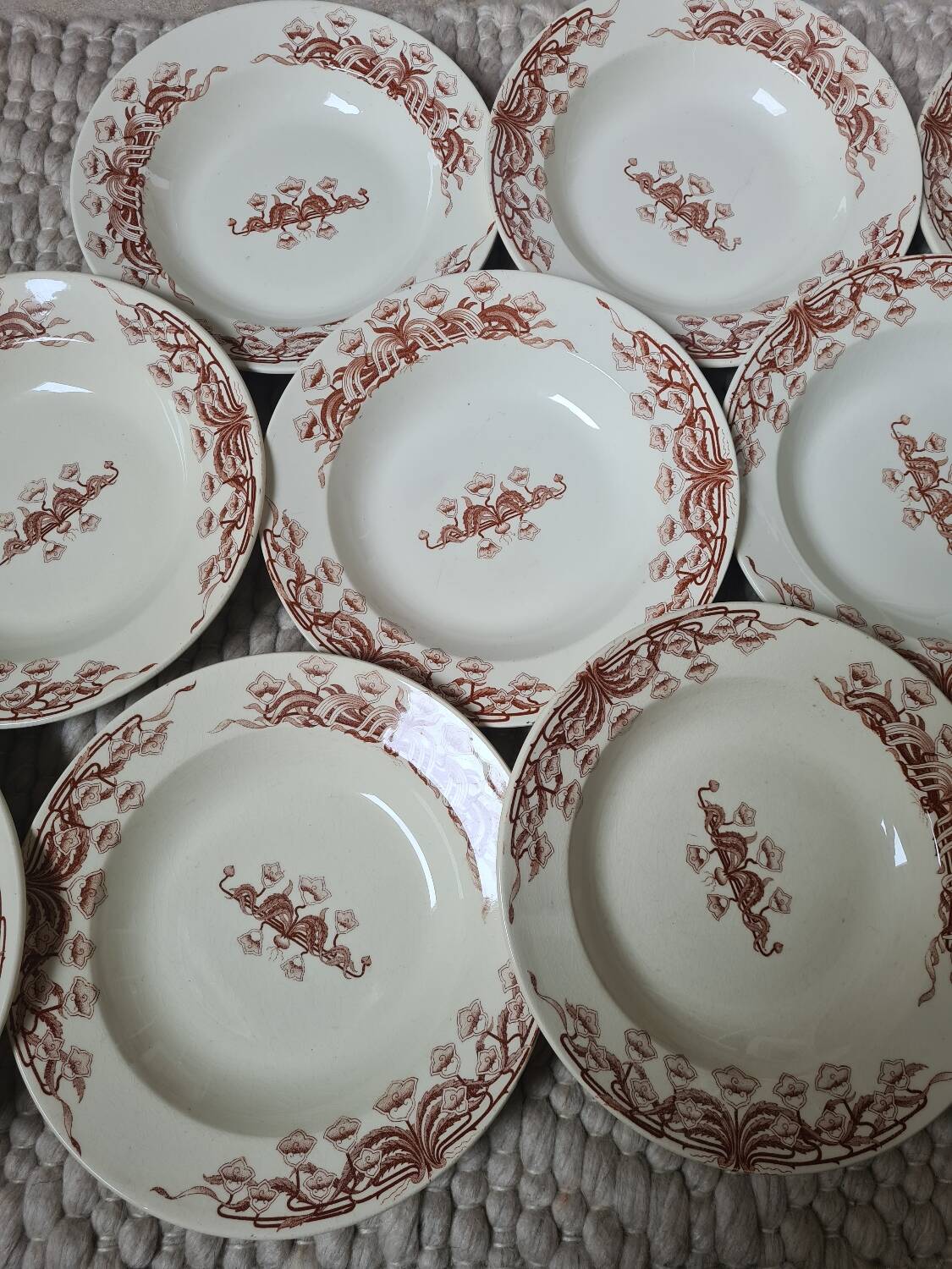 Sarreguemines Iron Earth Soup Plates 1910