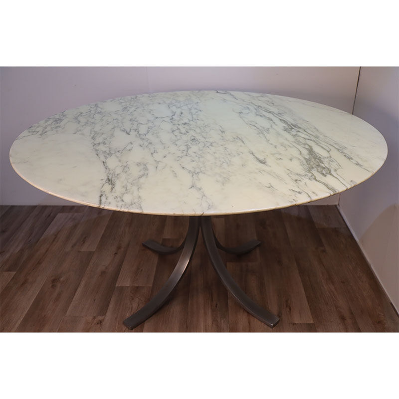 Vintage dining table in marble and steel 1970