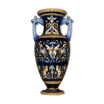 Baluster vase in Gien, renaissance decoration