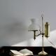 English Quinquet lamp in brass and opaline.
