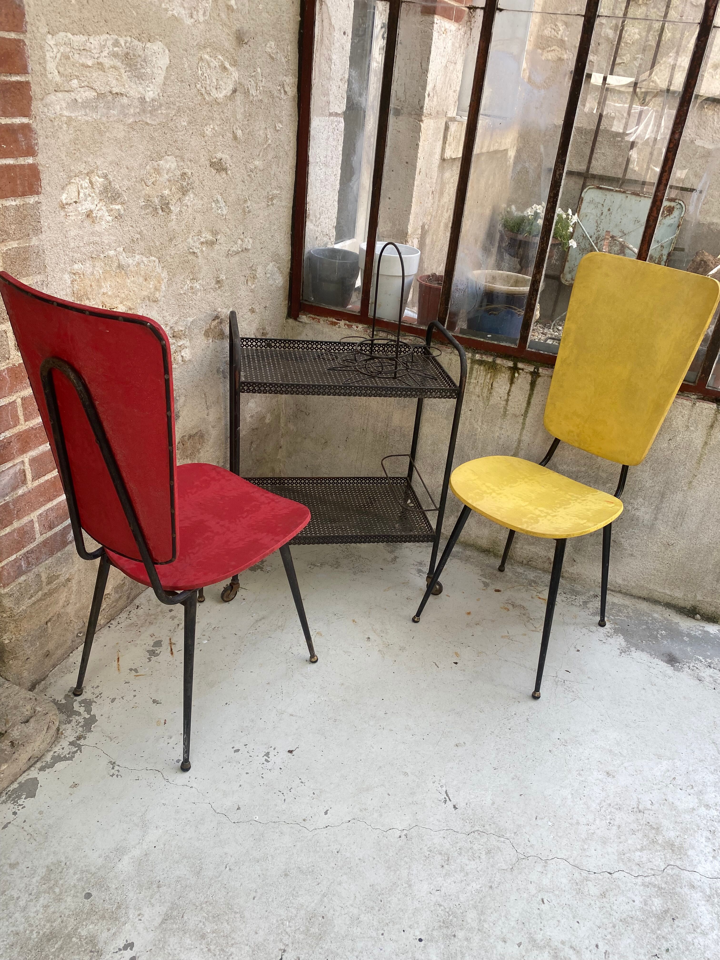 Pair of chairs skaï 1950/60