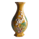 Chinese Yellow Glazed Hexagonal Relief Porcelain Vase with Prunus Motif