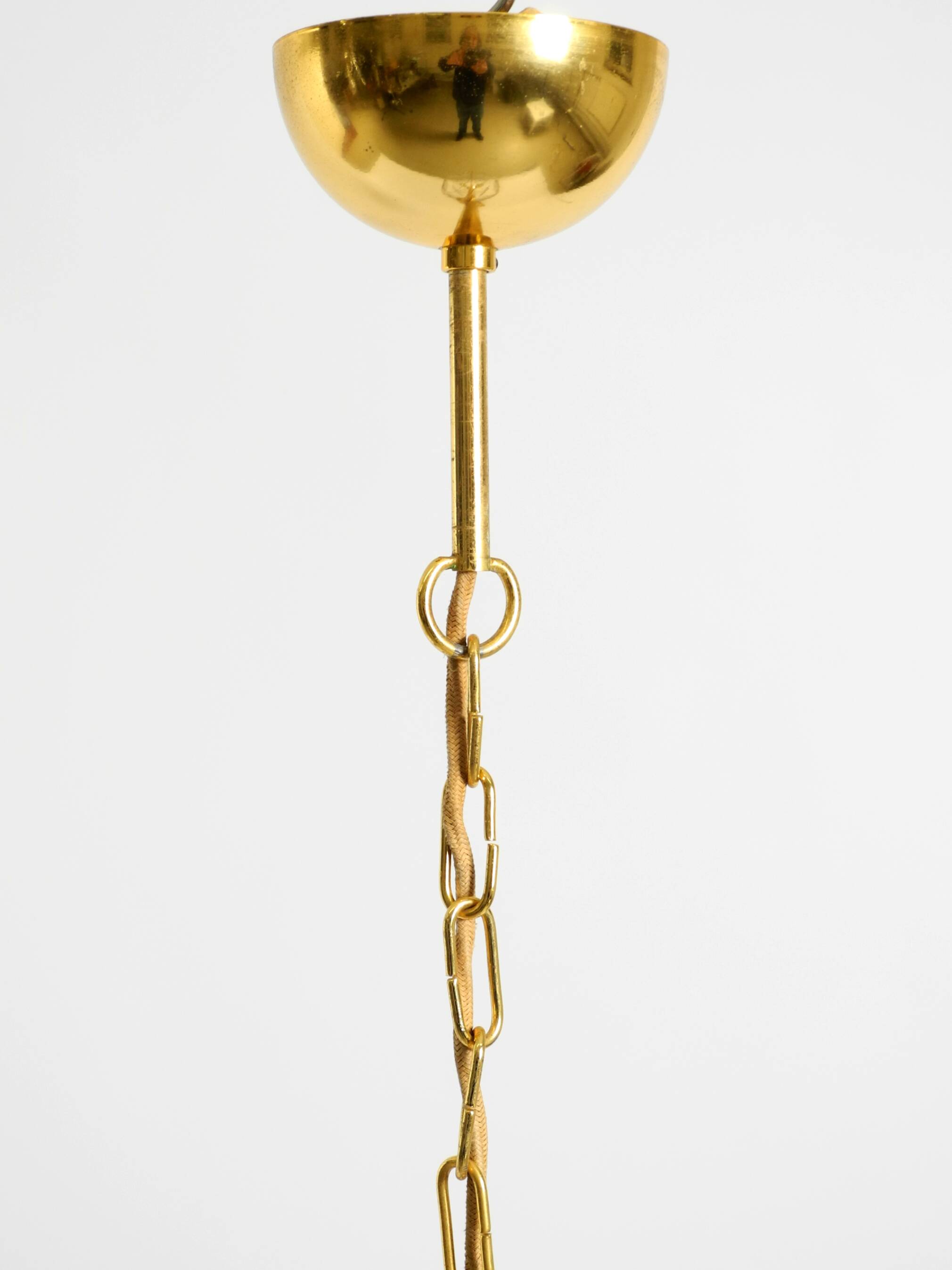 60s large brass ceiling chandelier with large round glass plates