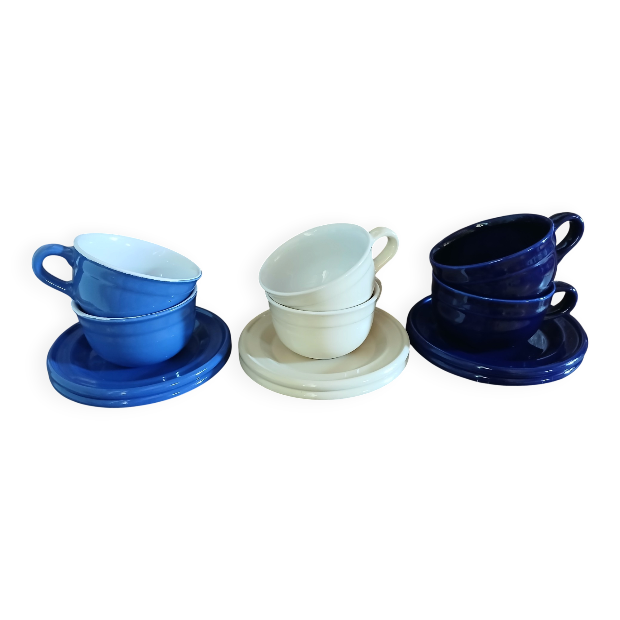 6 antique Émile Henry cups