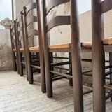 Straw chairs oak 1940s Dudouyt