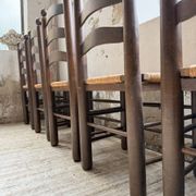 Straw chairs oak 1940s Dudouyt