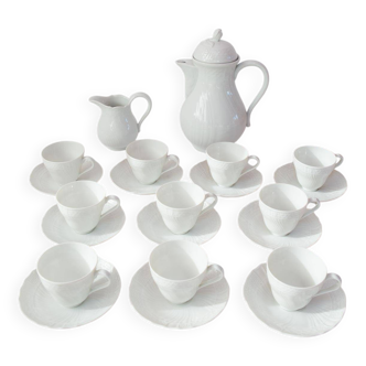 Service à café en porcelaine blanche Hustchenreuther pour 10 personnes