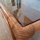 Vintage rectangular rattan and bamboo coffee table