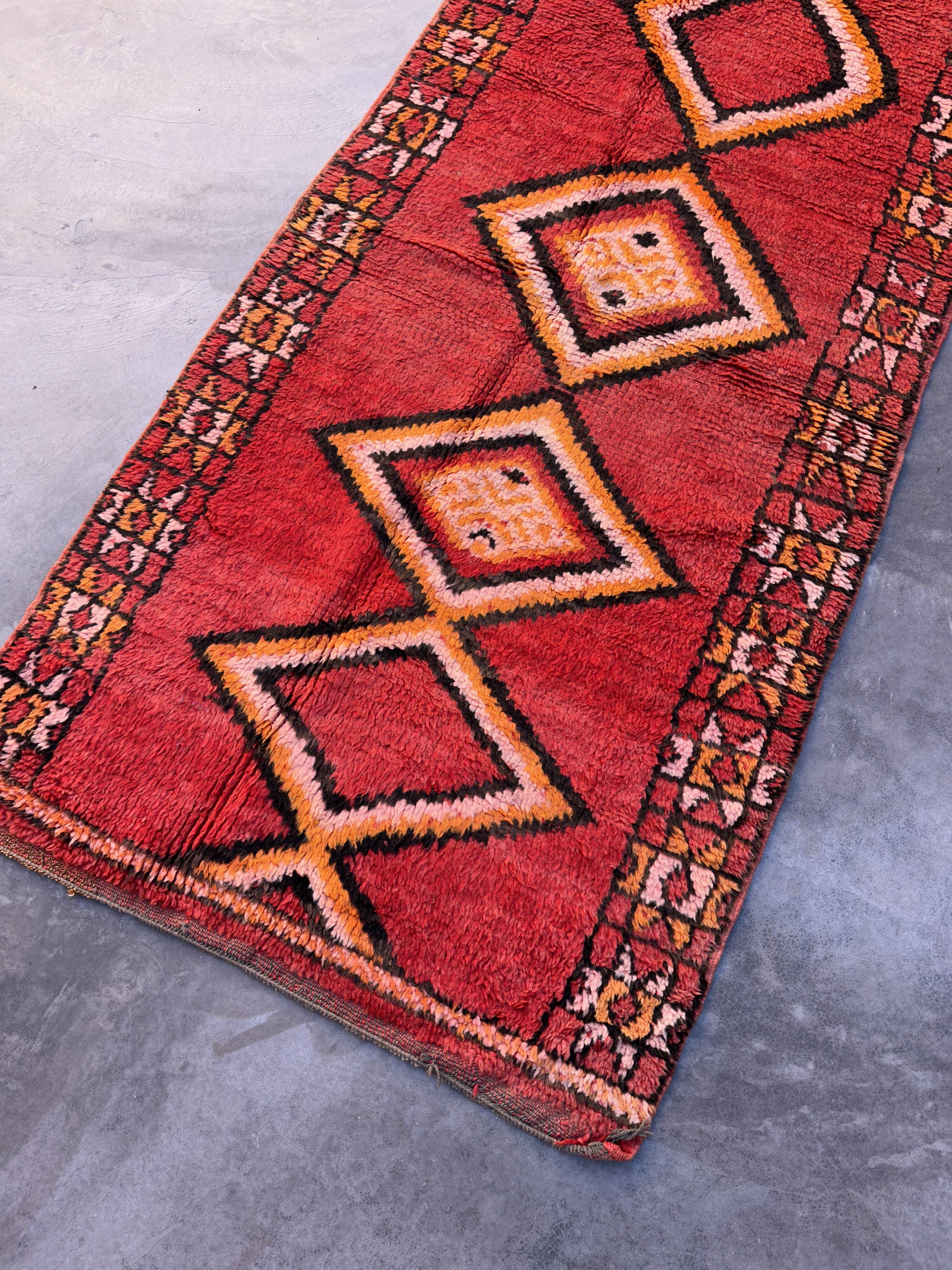 Red Boujad Moroccan rug - 224 x 113 cm
