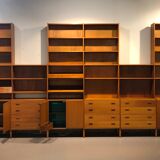 Danish large modular teak shelving unit bookcase, 70s