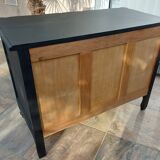 Commode Louis XV laquée noir acier