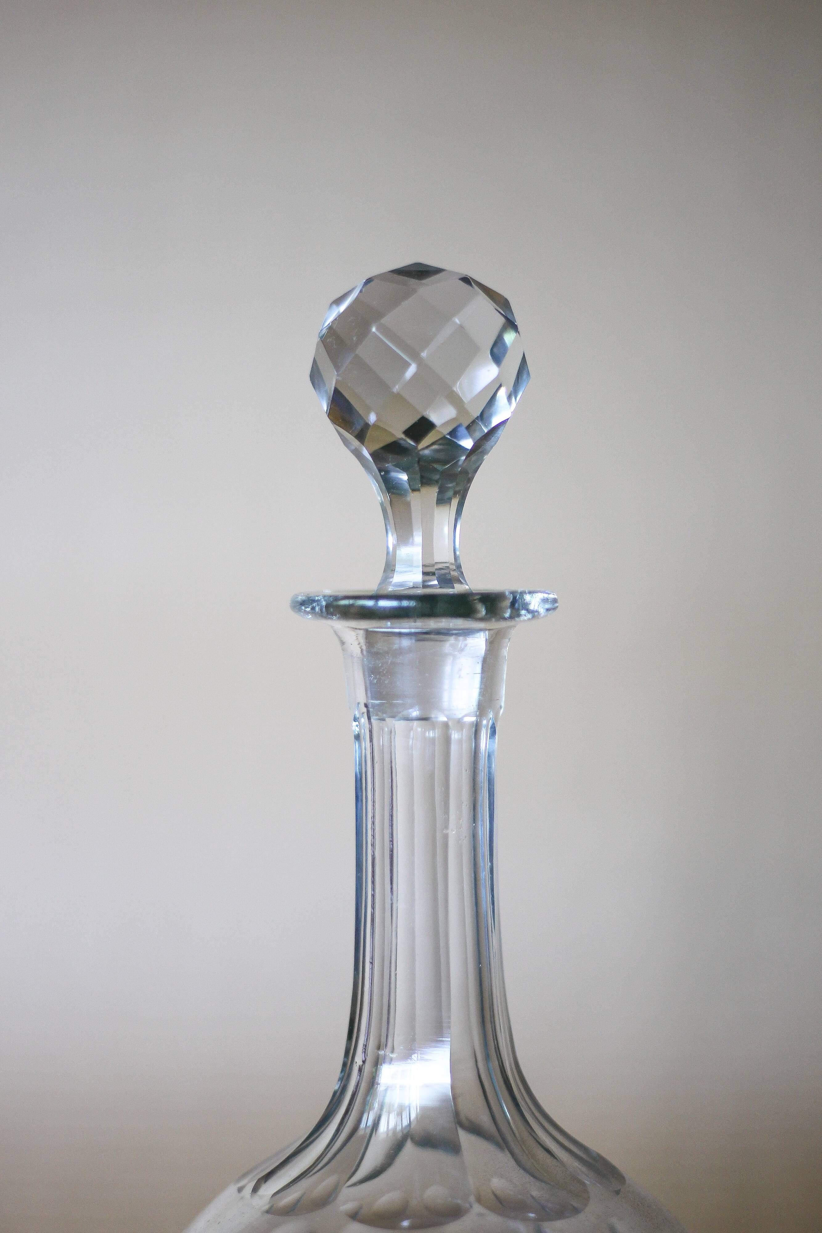 vintage carafe, crystal wine carafe, decanter, bar