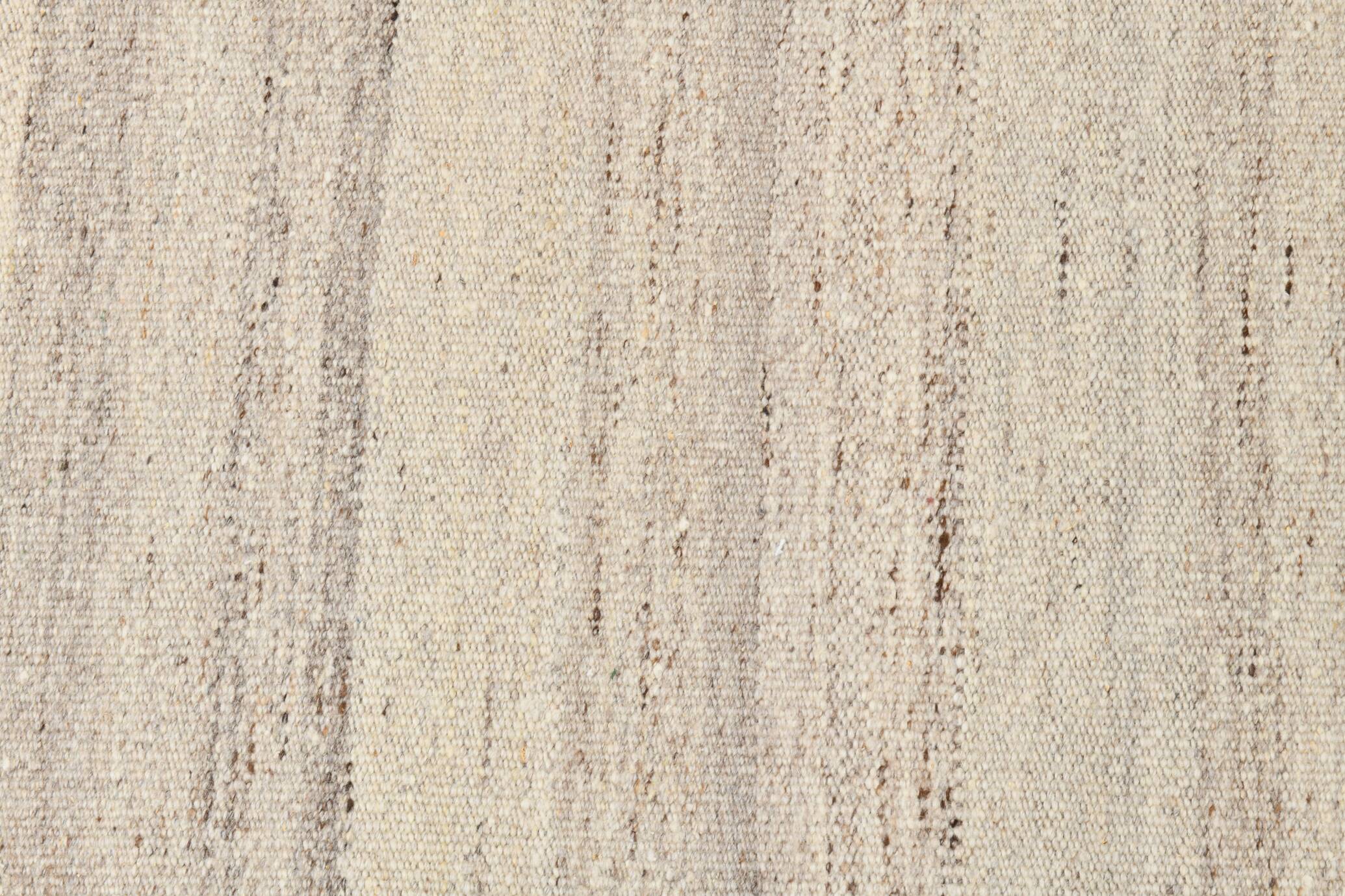 Beige & Brown Kilim Runner Rug, 95x257Cm