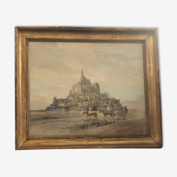 Watercolour of Mont St Michel by Pierre Chapuis