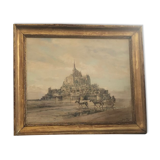 Watercolour of Mont St Michel by Pierre Chapuis