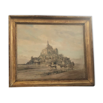 Watercolour of Mont St Michel by Pierre Chapuis