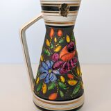 Vintage Henri Bequet Quaregnon hand painted ceramic vase (Belgium pottery 1960)