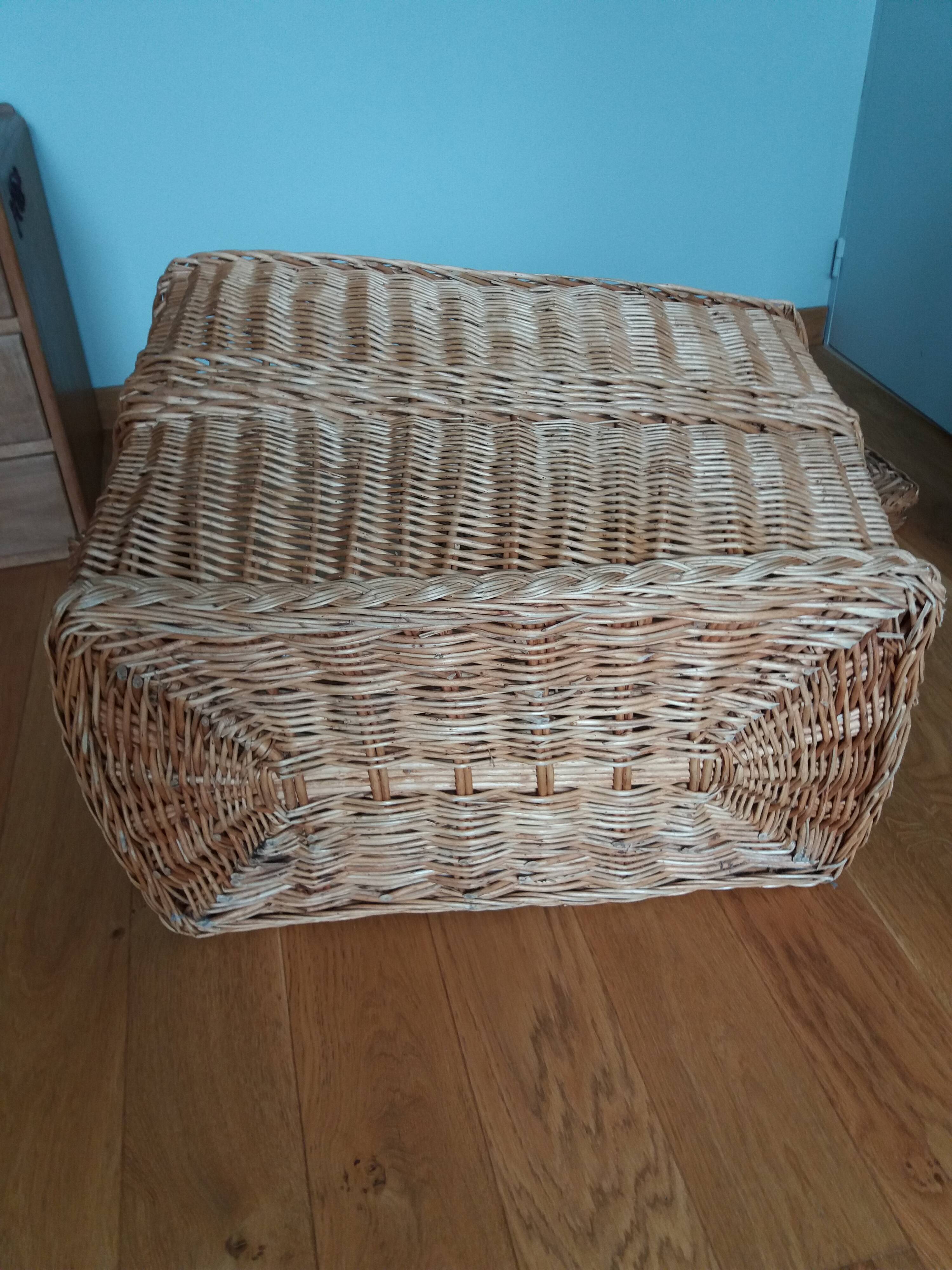 Panier en osier rotin grand coffre à jouets