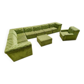 Canapé modulable en velours vert vintage Laauser