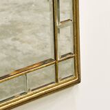 Vintage Large facet cut luxury mirror with gilded frame by Deknudt, 1980s.