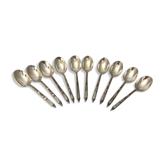 Box set 10 spoons a moka ercuis metal argente louis xvi bamboo baguette