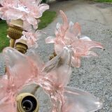 70s brass lamp and 10 tulip glass