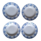 Set of 4 Dux Boch blue soup plates