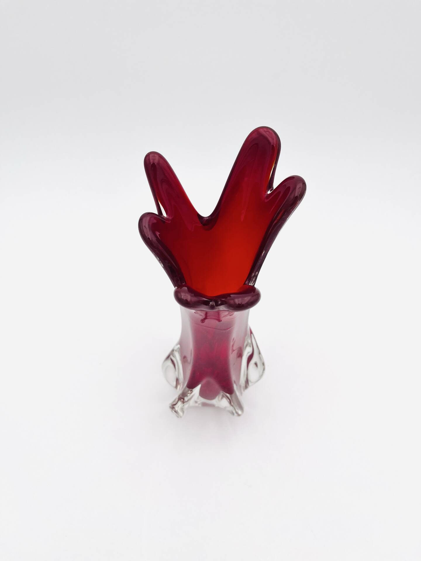Murano Vase Fratelli Toso Chambord Sommerso Ruby Red 25.5cm