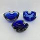 Mid-century design set of 6 blue Murano glass bowls, 1970s