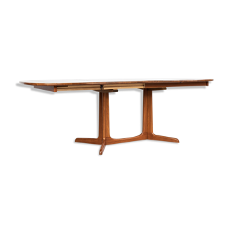Table ovale danoise en teck avec 2 extensions