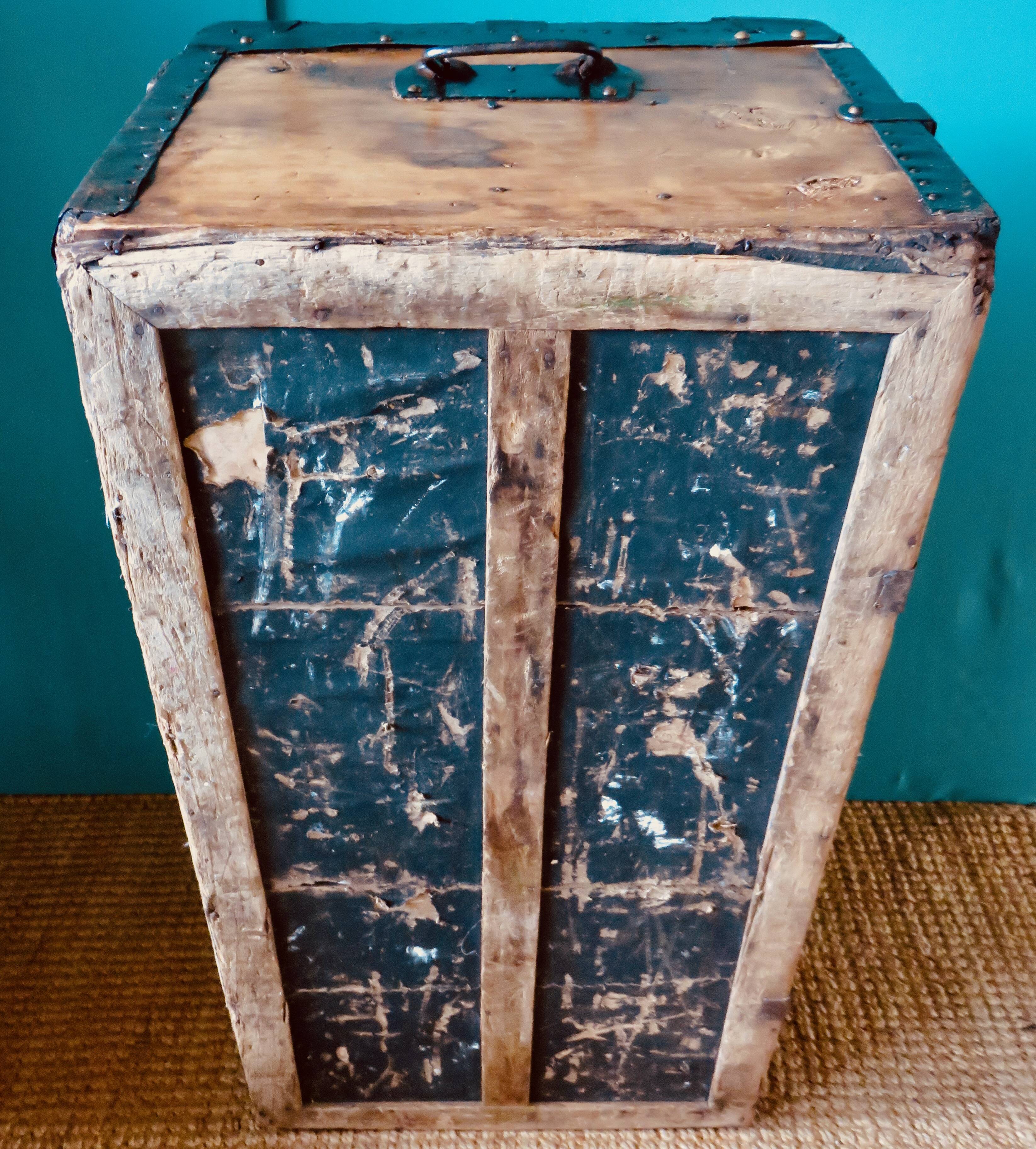 Cargo trunk or seat. Wood and metal, France circa 1900.